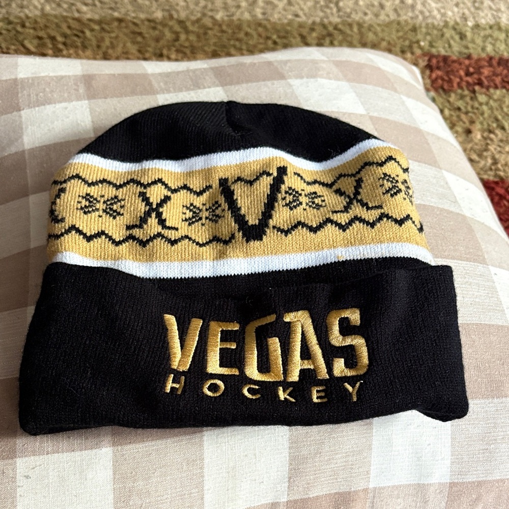 Black and Gold Knit Beanie